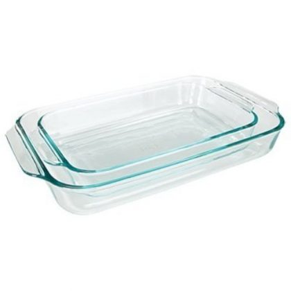 2 X Pyrex Basics Clear Oblong Glass Baking Dishes, 2 Piece Value Plus Pack Set
