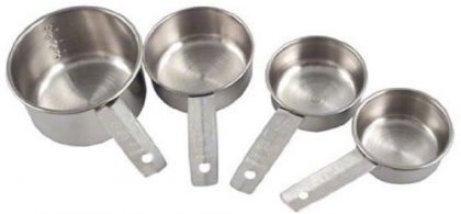 American Metalcraft MCL4 4-Pack Stainless Steel Measuring Cup Set with Solid Flat Handle