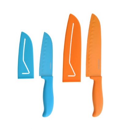 Farberware Resin 5-Inch and 7-Inch Santoku Knife with 2 Bladed Covers, 4-Piece