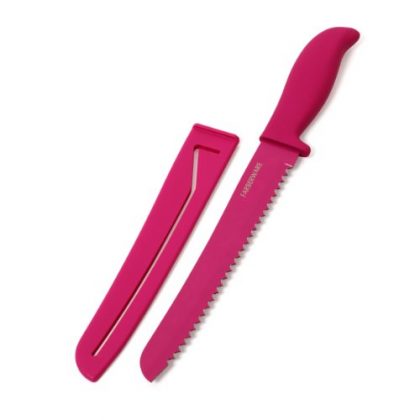 Farberware Resin 8-Inch Bread Knife with Sheath, Pink