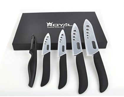 Kitchen Royal Black Ceramic Knife 9 Piece Set with Sheaths and Vegetable Peeler – Best Gift Box Knife Set