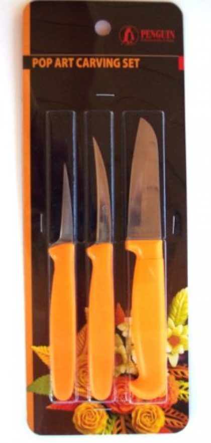 Thai Fruit and Vegetable Carving Knives, Pop Art Carve Knife. Set of 3