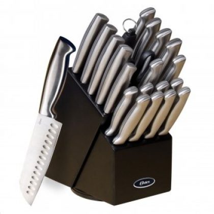 Oster Baldwyn 22 Pc Kitchen Cutlery Knife Knives Set Stainless Steel Block Black