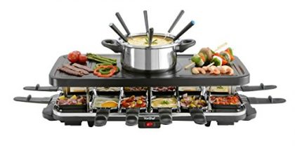 VonShef 12 Person Raclette Party Grill with 6 Fork Fondue Set & 12 Raclette Pans