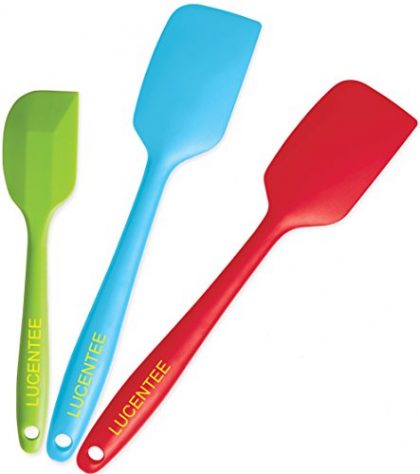 Lucentee 3-Piece Silicone Spatula Set – 2 Large & 1 Small Heat Resistant Cooking Utensils (Multicolor)
