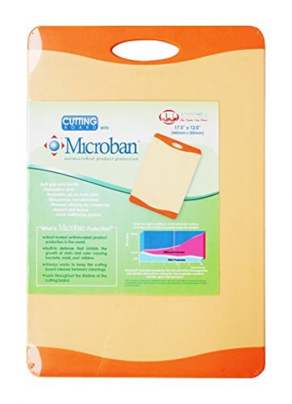 Uniware Antimicrobial Microban Cutting Board,17.5 by 8 inches, Orange