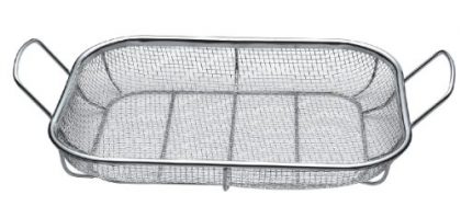 THE BEST QUALITY BBQ Mesh Grill Baskets, BBQ Roasting Pans, Combination Grill Smokers, Great for Grilling Seafood, Ribs, Steaks, Burgers, Chicken, and Veggies, EZ Clean, and Dishwasher Safe