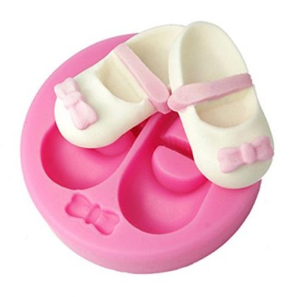 FOUR-C Sugarpaste Moulds Baby Girl Shoe Cupcake Decorating Molds Color Pink