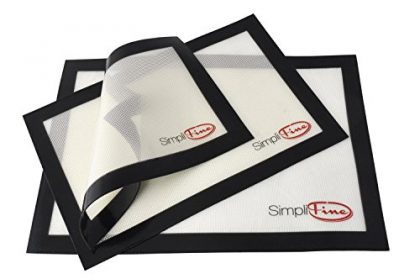 SimpliFine Silicone Baking Mat Set, 3 Different Silicone Baking Mats for Half, Quarter and Small Oven Sheet Sizes. Reduce Calories and Bake Healthier with this Eco-Friendly Oven Baking Liner, Best for Quick and Easy Clean Up – Makes A Great Gift