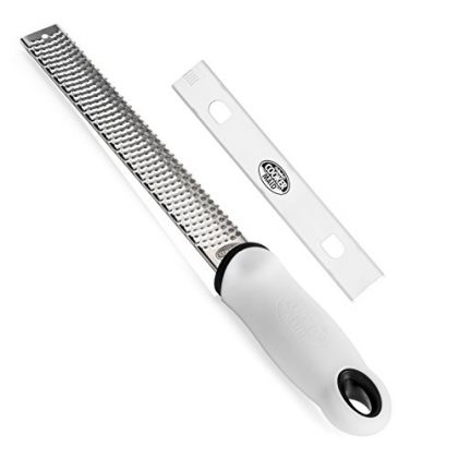 CookerMaid Ultra Sharp Stainless Steel Zester Grater with Safety Sleeve, White