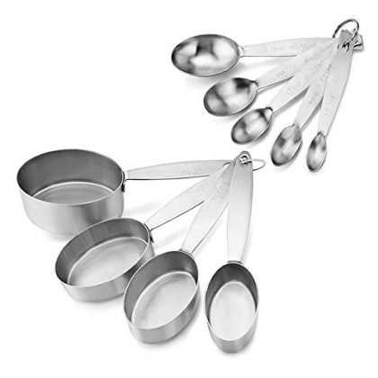 New Star Foodservice 42931 Commercial Quality Stainless Steel Oval Measuring Cups and Spoons Combo Set