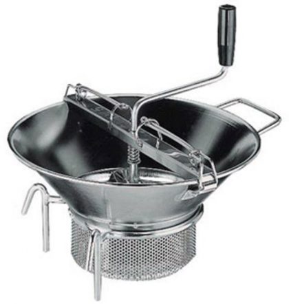 Paderno World Cuisine  8 quart stainless steel food mill with 1/8 inch sieve