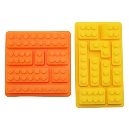 Building Bricks Candy,jelly&ice Cube Tray Silicone Mold for Lego Lovers Set of 2(yellow&orange)