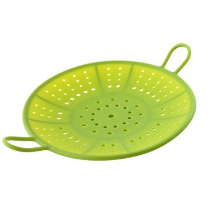Food Steamer Colander Strainer basket – Silicone – for Vegetables – Pot Drainer – Large Green by Homeflav