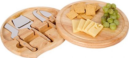 Bamboo Cheese Board and Tools Set with Swivel Base – By Trademark Innovations