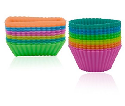 [24 Pack] Ipow Silicone Baking Cups Cupcake Bakeware Liners Case Molds Sets