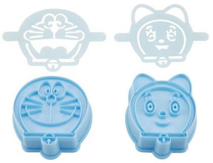 Kai Doraemon & Dorami Cookie Cutter Sushi Rice Press Mold 2pcs with Stencil 2pcs DN-0301