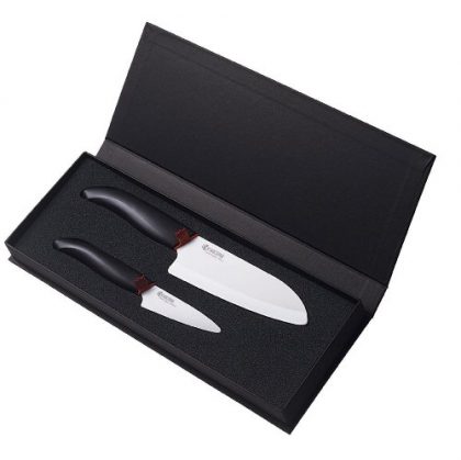 Kyocera Revolution Series Paring and Santoku Knife Set, White Blade