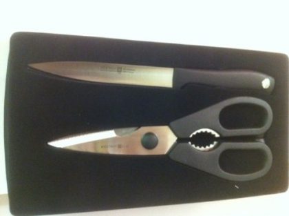 WÜSTHOF Silverpoint Colour 2 pc Utillity Knife & Shears Kitchen Set -8500BK -Black