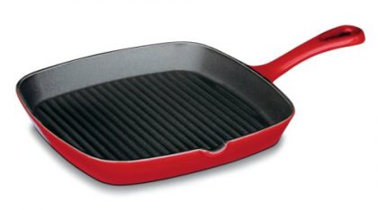 Cuisinart CI30-23CR Chef’s Classic Enameled Cast Iron 9-1/4-Inch Square Grill Pan, Cardinal Red
