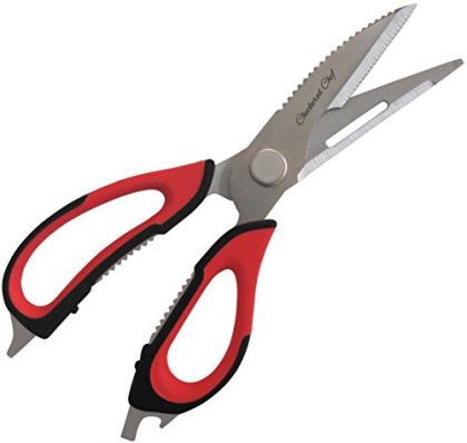 Kitchen Scissors – Heavy Duty Checkered Chef Multifunction Shears With Magnetic Holder