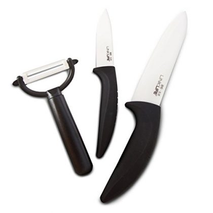 [Bundle] Product Stop Kitchen Knife Set Includes 2 Knives and 1 Ceramic Vegetable Peeler