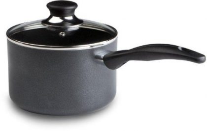 T-fal A85724 Specialty Nonstick Handy Pot Sauce Pan with Glass Lid Cookware, 3-Quart, Gray