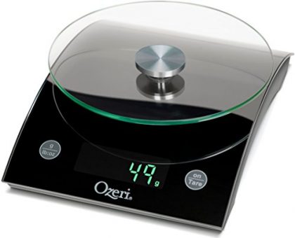 Ozeri The Epicurean LED Kitchen Scale with Removable Glass Weighing Platform, 18-Pound, Black