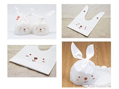 100 Pieces Rabbit Ear Lunch Bags Gift Packaging Bag Lovely Rabbit Bags Decoration Candy Packing Favors Birthday Wedding Party