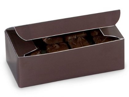 Set of 10 – 1/2 lb. GLOSS DARK CHOCOLATE BROWN Candy Wedding Party Favor Boxes 5.5″ x 2.75″ x 1.75″