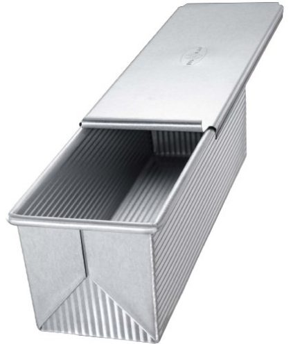 USA Pans Pullman Loaf Pan with Cover, Aluminized Steel with Americoat, 9 x 4 x 4 Inches