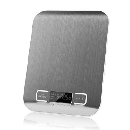 Digital Multifunction Kitchen and Food Scale, Stainless Steel Platform with LCD Display, 5kg, (Silver)