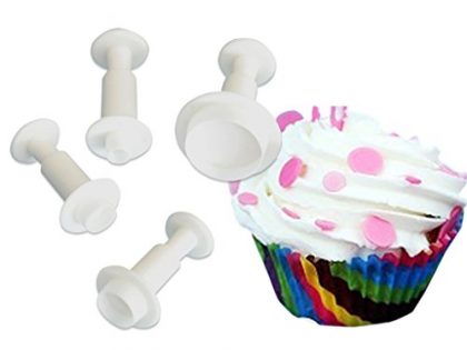 FOUR-C Cake Decorating Tools Round Plunger Cutters Cupcake Fondant Cutters Color White