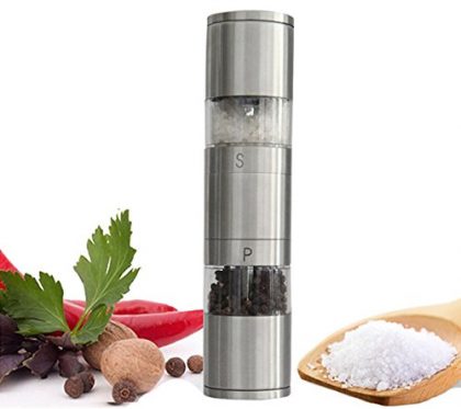 Salt Mill and Pepper Grinder 2 in 1 Set – Best Premium Grade Ceramic & Stainless Steel Materials by Vaux Essentials. Easily Adjustable Grind Settings With a Sleek Yet Sturdy Design. Add Perfected Chef Quality Seasoning to All of Your Culinary Creations!