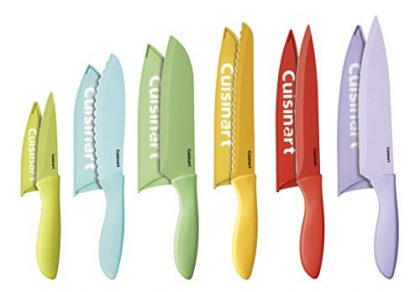 Cuisinart 12-Piece Ceramic Coated Color Knife Set with Blade Guards, Multicolored