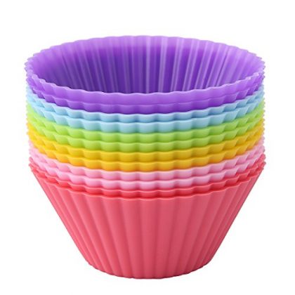Crazy Egg Reusable Silicone Baking Cups Muffin Molds (12, Multicolor)
