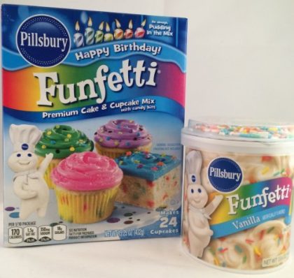 Pillsbury Birthday Funfetti Cake Mix and Vanilla Frosting Bundle with Pudding and Candy Bits in the Mix for Delicious Cakes & Cupcakes!