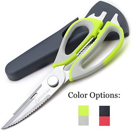 Pridebit Kitchen Scissors – Multifunction, Heavy Duty & Come-Apart Kitchen Shears with Magnetic Holder, Green/Gray