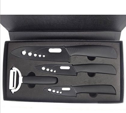 Zyinger® 7 Piece Ceramic Knife Set Boxed Knife Sets , 6″ Chef Knife 4″ Vegetable Knife 3″ Fruit Knife + Parer , Kitchen Knives with Case (Knife Sheaths) – Add to Collection of Cutlery Kitchen Utensils – Use As Bread