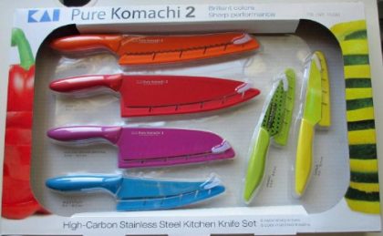 Kai Pure Komachi 2 6-Piece Knife Set 6 Stainless Steel Knives Colored Sheaths 743680