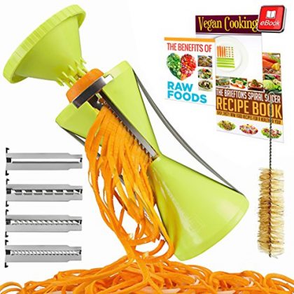 Brieftons NextGen Spiralizer: 4-Blade Vegetable Spiral Slicer, 150% Bigger, 50% Less Wastage, Perfect Veggie Spaghetti/Pasta Maker