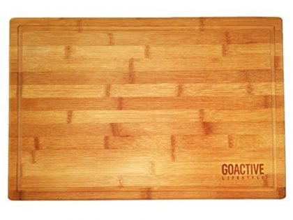Go Active Lifestyle Extra Large 18×12 Bamboo Cutting Board With Drip Groove – ECO Friendly and Antimicrobial Cutting Board – Thick and Strong – Natural Wood Serving Tray Party Platter