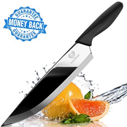 Dalstrong Infinity Blade – Professional 8″ Ceramic Chef Knife – 5 Piece Gift Set – Black Mirror Finish , Sheath, Sharpener