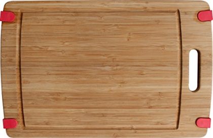 CC Boards – Nonslip Bamboo Cutting Board: Conveniently sized heavy-duty wooden chopping board with handle, nonskid tabs and juice groove. Durable for any kitchen, cheese board or serving tray.