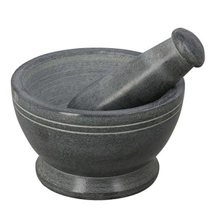 ShalinIndia Handmade Natural Stone Mortar and Pestle Set- Diameter 5 Inches- Grey