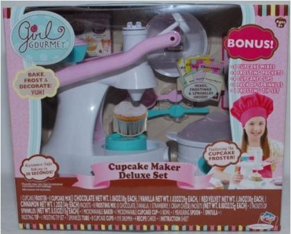 Girl Gourmet Cupcake Maker Deluxe Set Includes 8 Cupcake Mixes, 8 Frosting Mixes plus lots more +++