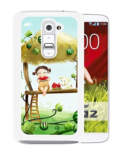 LG G2 Phone cases, Girl Dog Watermelon Food Garden Mill White LG G2 cell phone case
