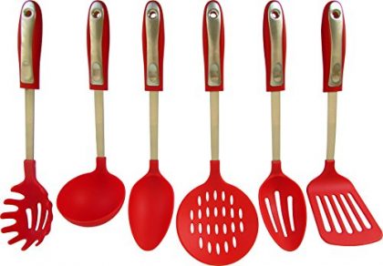 6 Piece Nylon and Stainless Steel Cooking Kitchen Utensil Set