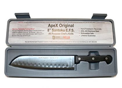 ApeX Original 8″ Santoku Knife Lifetime Guarantee Dishwasher Safe FREE Double Insulated Storage Case