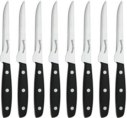 Utopia Kitchen Stainless Steel Steak Knife, Set of 8, Black, Silver